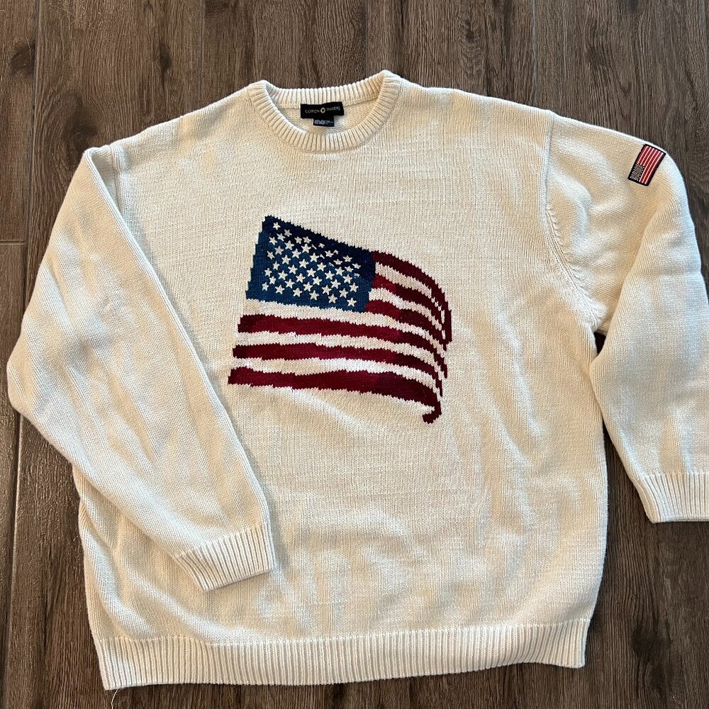 American Flag Sweater 100% Cotton Vintage